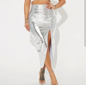 83. NOVA Silver Slit Skirt