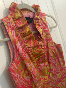 53. Just Taylor Abstract Ruffle Neck Dress Size 4 (VGUC)