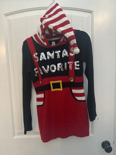 124. Tacky Christmas Sweater with Hoodie Size S (VGUC)
