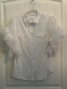 20. White Tulle Sleeve Top Size M (NWT)