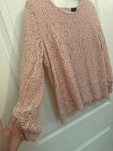 Load image into Gallery viewer, 112. Pink LS Lined Lace Blouse Size XL (VGUC)