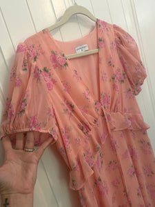 137. Love Shack Fancy Coral Pink Floral Dress (VGUC)