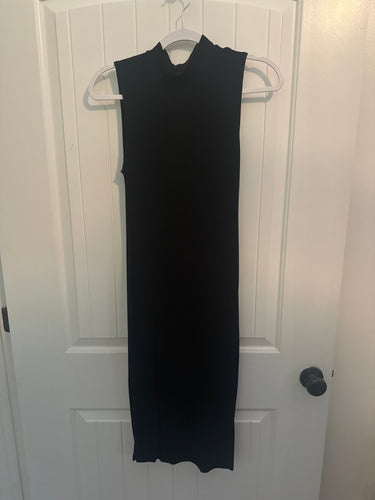 43. Black Cotton Mock Neck Dress Size L (VGUC)