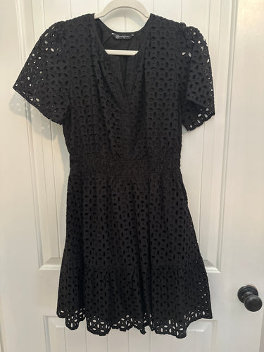 90. Black Eyelet Dress Size M (VGUC)