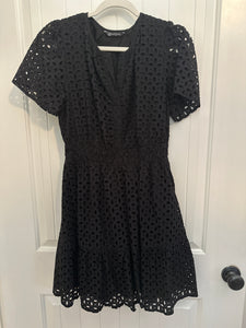 90. Black Eyelet Dress Size M (VGUC)