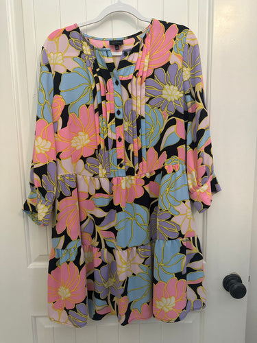 118. Floral LS Dress Size L (VGUC)