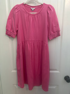 135. Pink Knit Puff Sleeve Dress Size S (GUC)