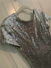 Load image into Gallery viewer, 47. SS Silver Sequin Gown Size L (VGUC)