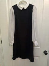 Load image into Gallery viewer, 140. Sheer Sleeve BW Dress Size 10 (VGUC)