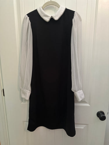 140. Sheer Sleeve BW Dress Size 10 (VGUC)