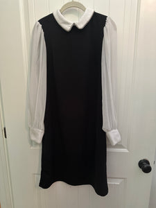 140. Sheer Sleeve BW Dress Size 10 (VGUC)