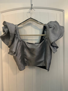 4. Fabrik Silver Ruffle Top Size M (VGUC)