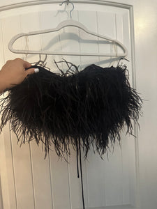 12. Nova Black Feather Tube Top Size L (VGUC)