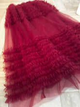 Load image into Gallery viewer, 126. ZARA Crimson Sheer Skirt Size M (VGUC)