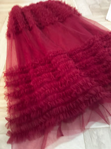 126. ZARA Crimson Sheer Skirt Size M (VGUC)