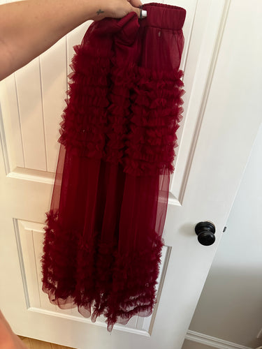 126. ZARA Crimson Sheer Skirt Size M (VGUC)