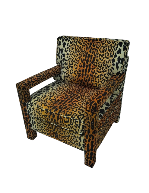 Custom Made Leopard Print Parson Chair (Ships 9/30)